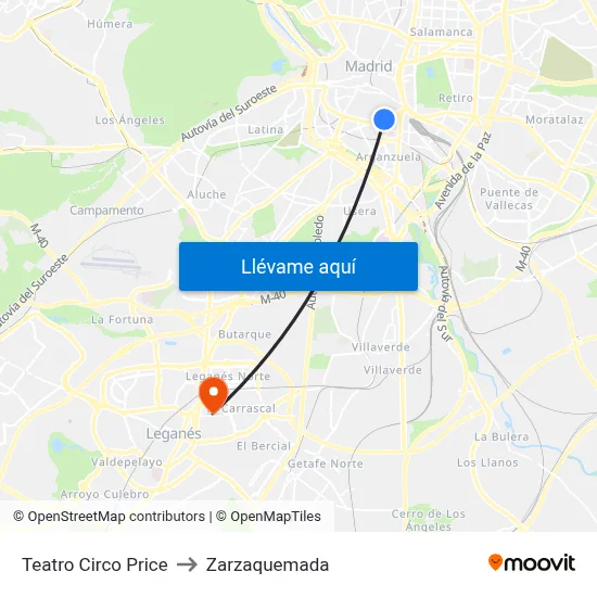 Teatro Circo Price to Zarzaquemada map