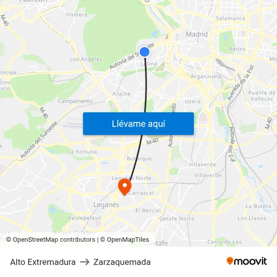 Alto Extremadura to Zarzaquemada map