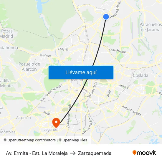 Av. Ermita - Est. La Moraleja to Zarzaquemada map