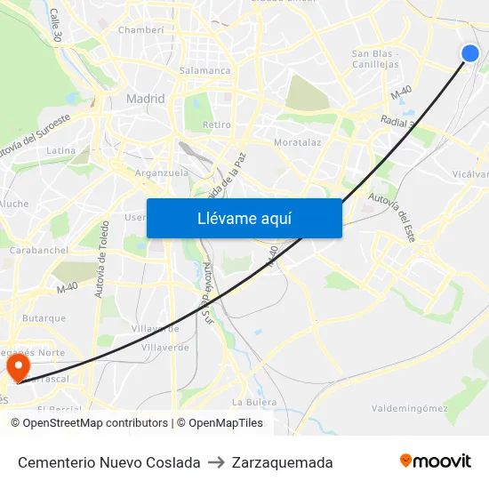 Cementerio Nuevo Coslada to Zarzaquemada map
