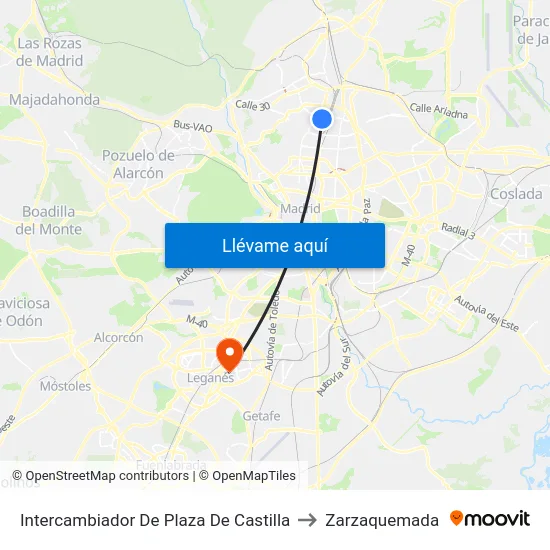 Intercambiador De Plaza De Castilla to Zarzaquemada map