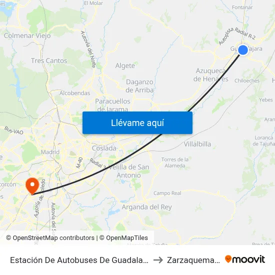 Estación De Autobuses De Guadalajara to Zarzaquemada map