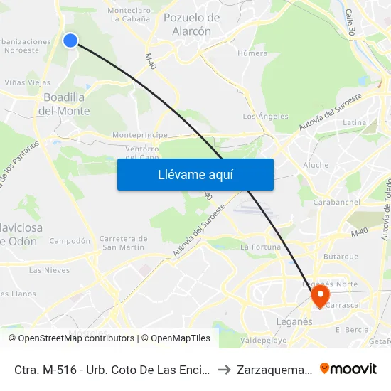 Ctra. M-516 - Urb. Coto De Las Encinas to Zarzaquemada map