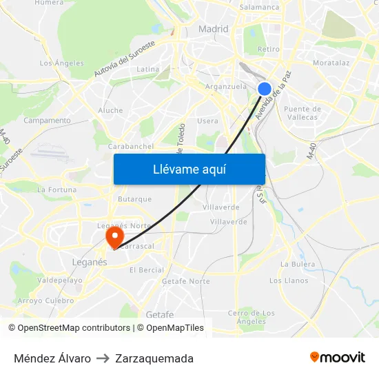 Méndez Álvaro to Zarzaquemada map