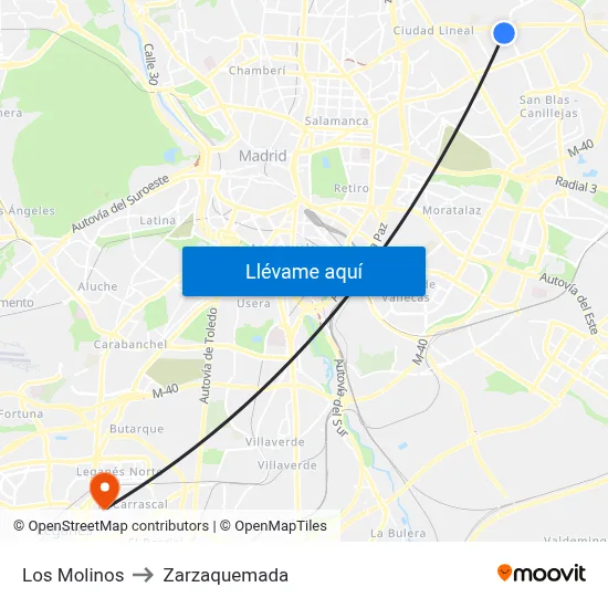 Los Molinos to Zarzaquemada map