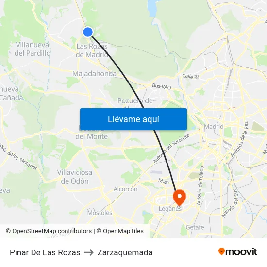 Pinar De Las Rozas to Zarzaquemada map