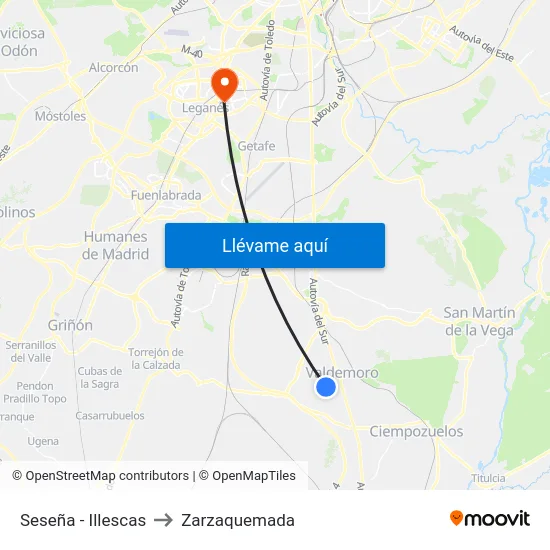 Seseña - Illescas to Zarzaquemada map