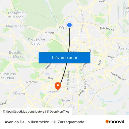 Avenida De La Ilustración to Zarzaquemada map