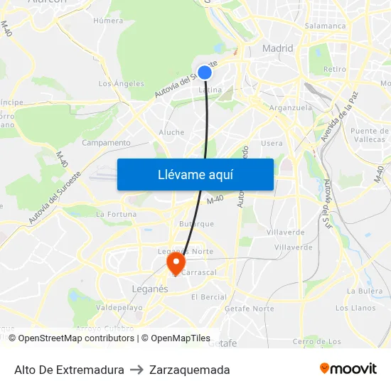 Alto De Extremadura to Zarzaquemada map