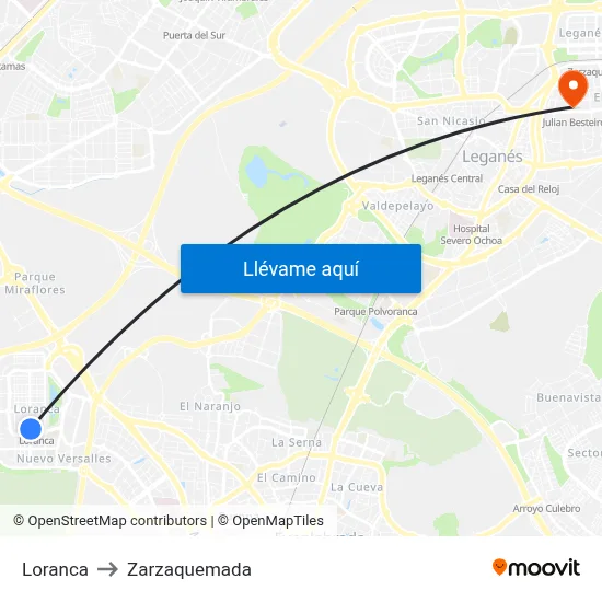 Loranca to Zarzaquemada map