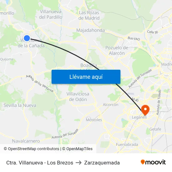 Ctra. Villanueva - Los Brezos to Zarzaquemada map