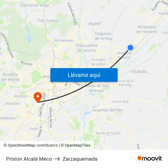Prisión Alcalá Meco to Zarzaquemada map
