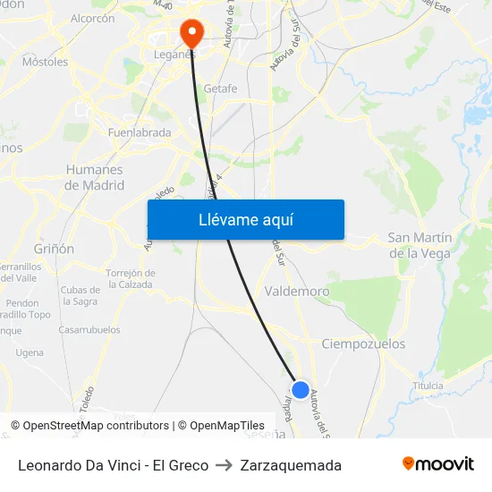 Leonardo Da Vinci - El Greco to Zarzaquemada map
