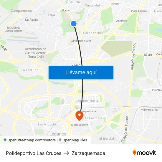 Polideportivo Las Cruces to Zarzaquemada map