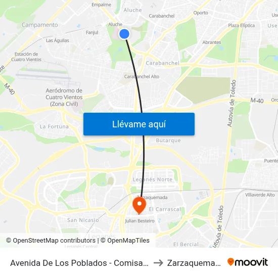 Avenida De Los Poblados - Comisaria to Zarzaquemada map