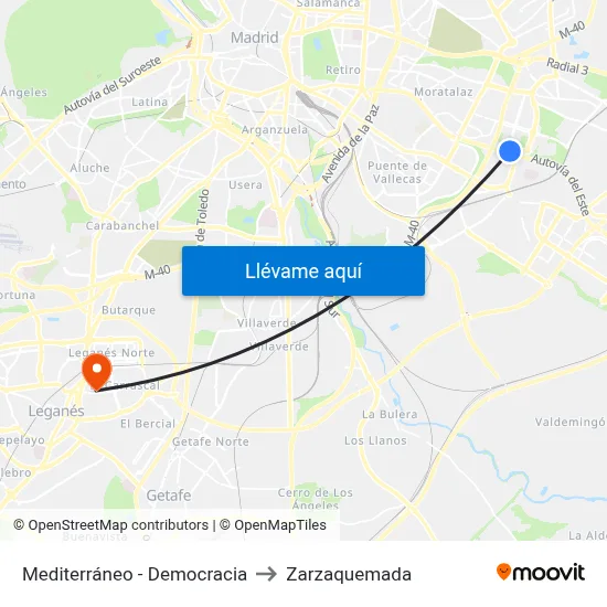 Mediterráneo - Democracia to Zarzaquemada map