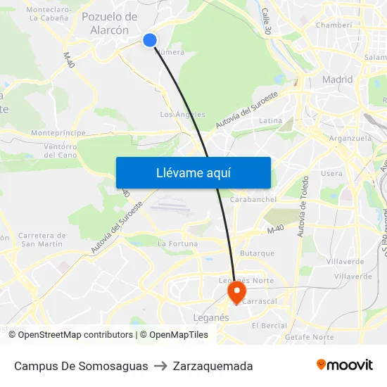 Campus De Somosaguas to Zarzaquemada map