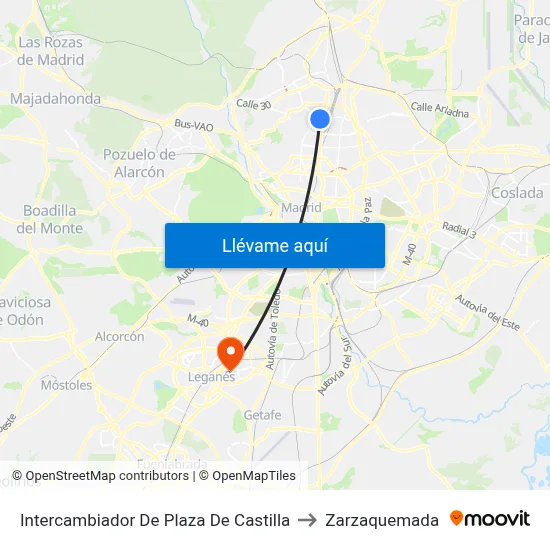 Intercambiador De Plaza De Castilla to Zarzaquemada map