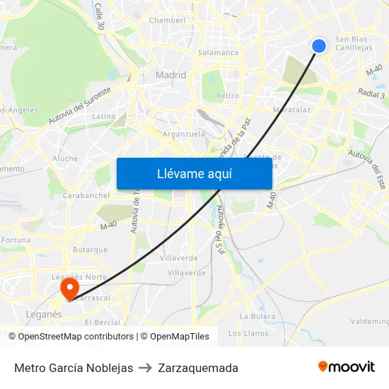 Metro García Noblejas to Zarzaquemada map