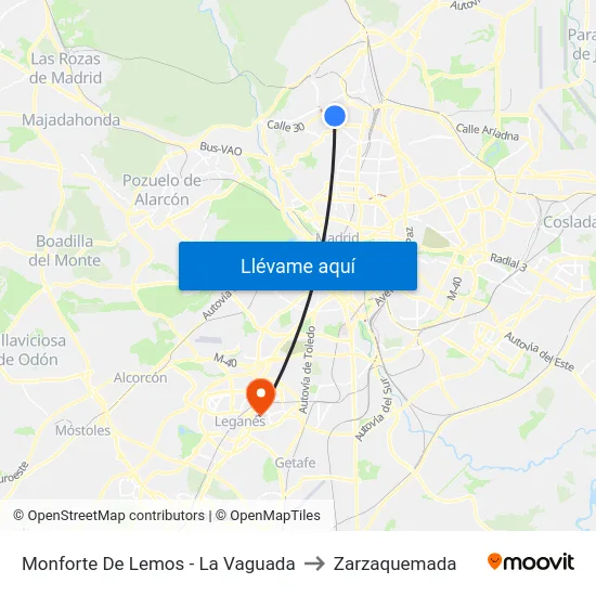 Monforte De Lemos - La Vaguada to Zarzaquemada map