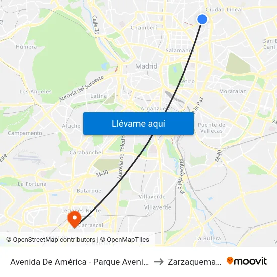 Avenida De América - Parque Avenidas to Zarzaquemada map