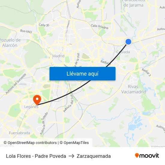 Lola Flores - Padre Poveda to Zarzaquemada map