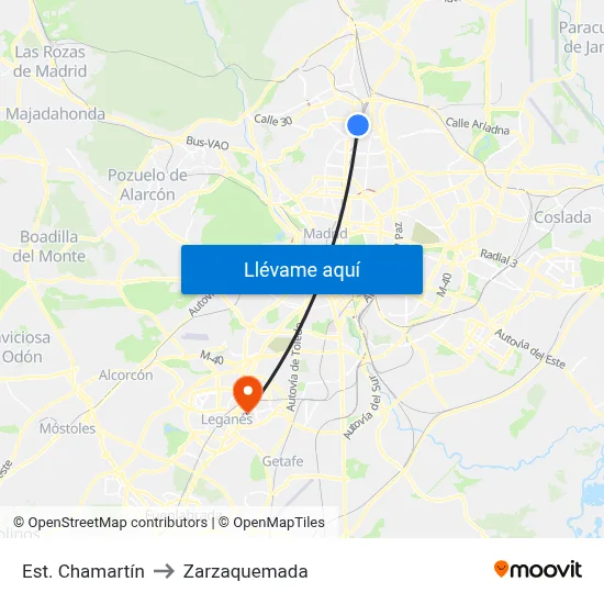 Est. Chamartín to Zarzaquemada map