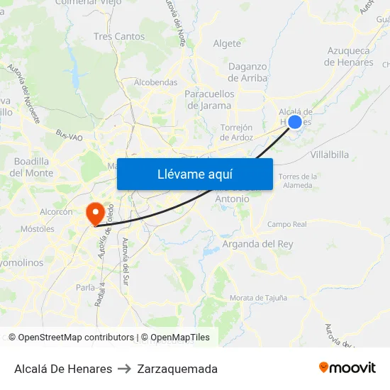 Alcalá De Henares to Zarzaquemada map