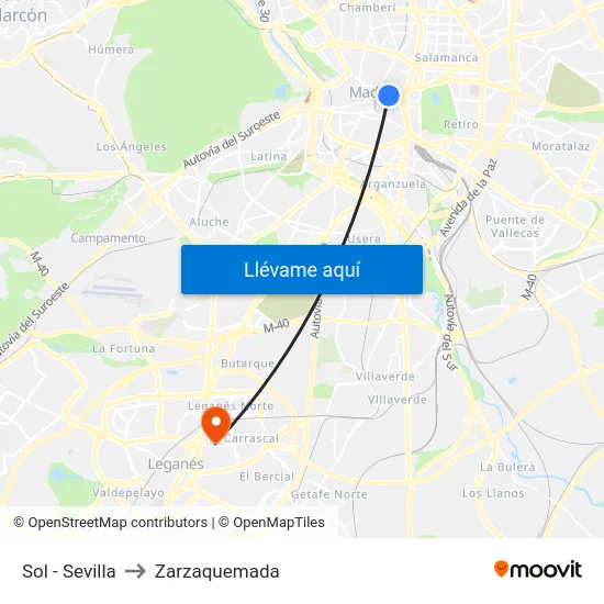 Sol - Sevilla to Zarzaquemada map