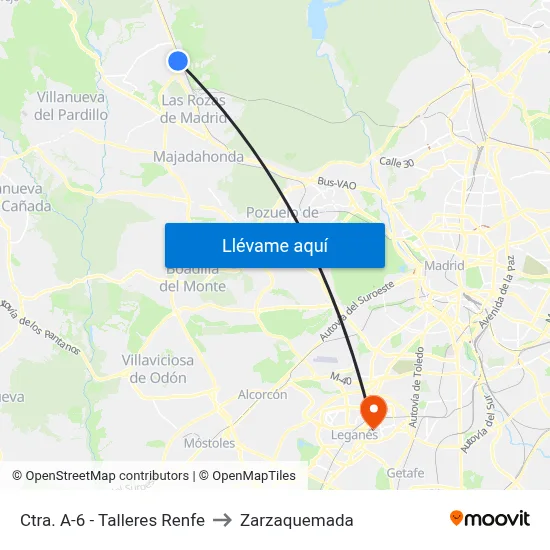 Ctra. A-6 - Talleres Renfe to Zarzaquemada map
