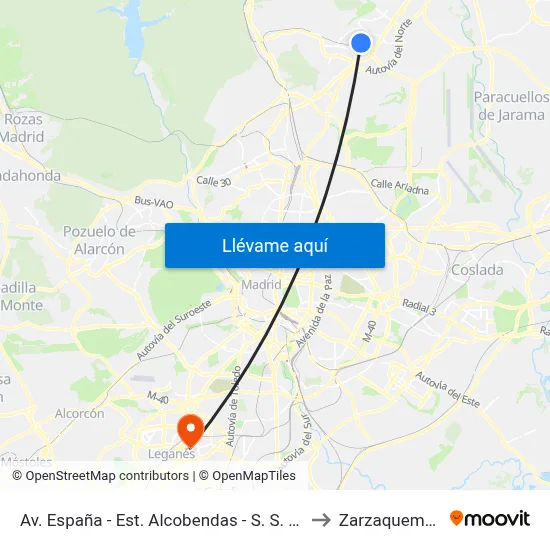 Av. España - Est. Alcobendas - S. S. Reyes to Zarzaquemada map