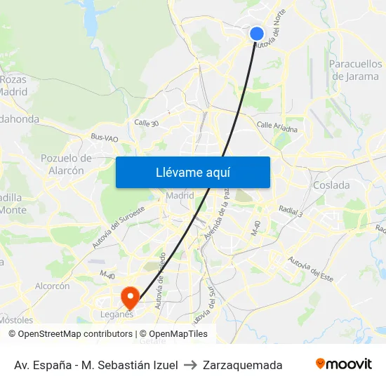 Av. España - M. Sebastián Izuel to Zarzaquemada map