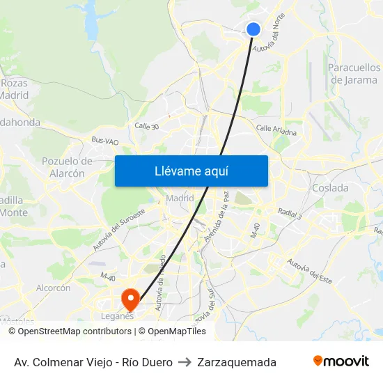 Av. Colmenar Viejo - Río Duero to Zarzaquemada map