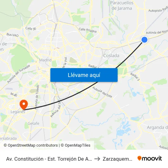 Av. Constitución - Est. Torrejón De Ardoz to Zarzaquemada map