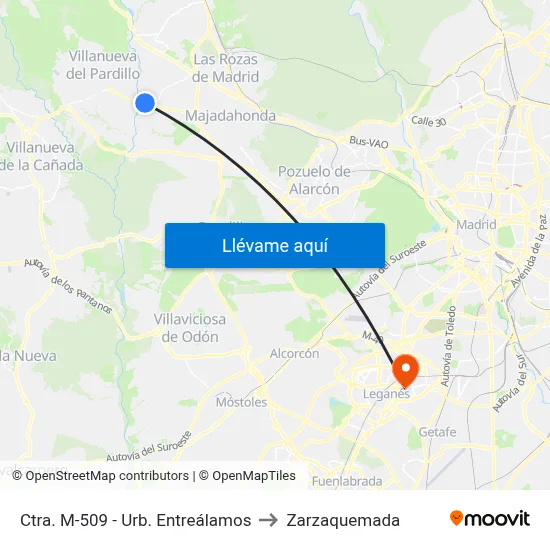Ctra. M-509 - Urb. Entreálamos to Zarzaquemada map