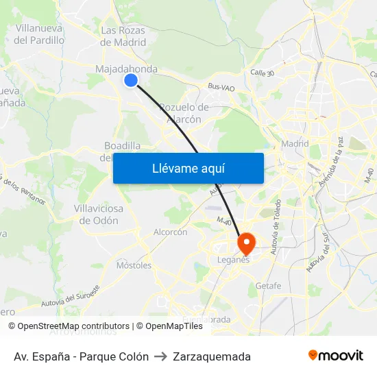 Av. España - Parque Colón to Zarzaquemada map