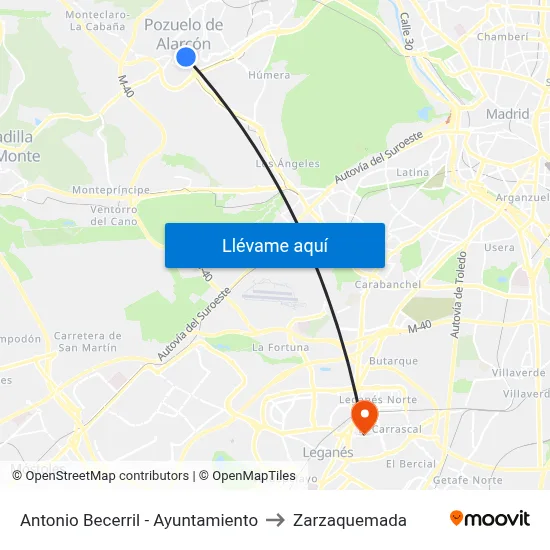 Antonio Becerril - Ayuntamiento to Zarzaquemada map