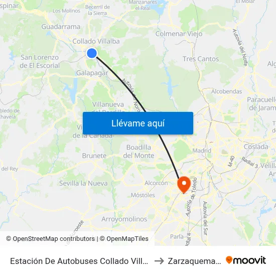 Estación De Autobuses Collado Villalba to Zarzaquemada map