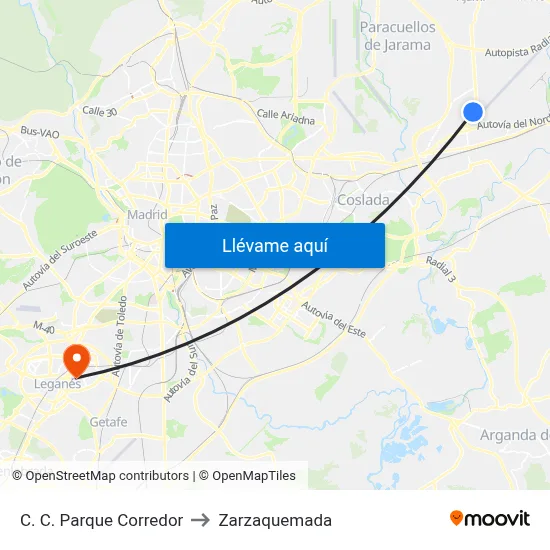 C. C. Parque Corredor to Zarzaquemada map
