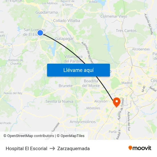 Hospital El Escorial to Zarzaquemada map