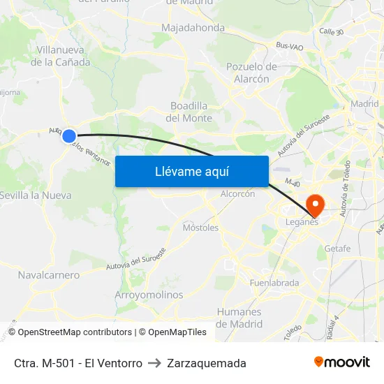 Ctra. M-501 - El Ventorro to Zarzaquemada map