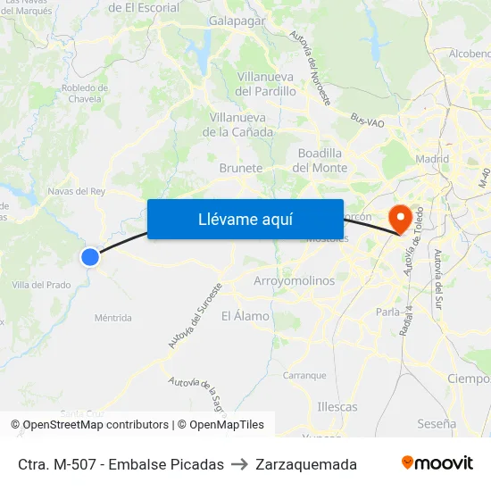 Ctra. M-507 - Embalse Picadas to Zarzaquemada map