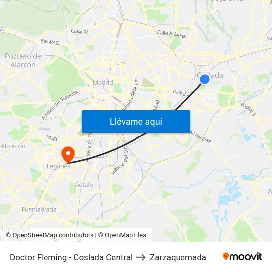Doctor Fleming - Coslada Central to Zarzaquemada map