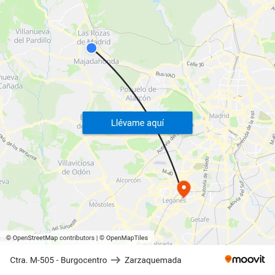 Ctra. M-505 - Burgocentro to Zarzaquemada map