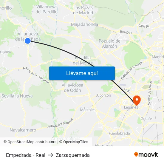 Empedrada - Real to Zarzaquemada map