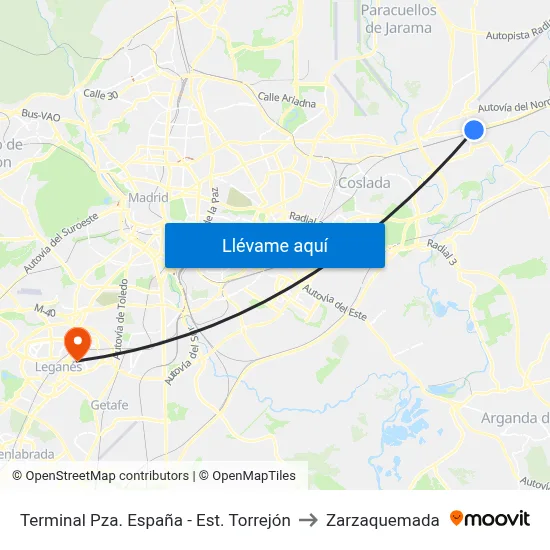 Terminal Pza. España - Est. Torrejón to Zarzaquemada map