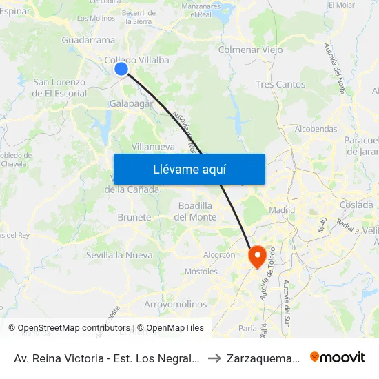 Av. Reina Victoria - Est. Los Negrales to Zarzaquemada map