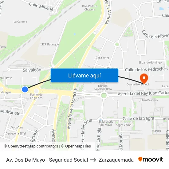 Av. Dos De Mayo - Seguridad Social to Zarzaquemada map