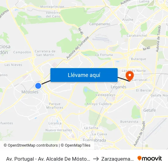 Av. Portugal - Av. Alcalde De Móstoles to Zarzaquemada map