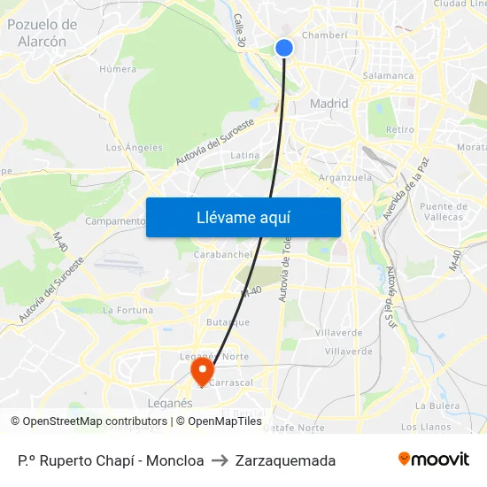 P.º Ruperto Chapí - Moncloa to Zarzaquemada map